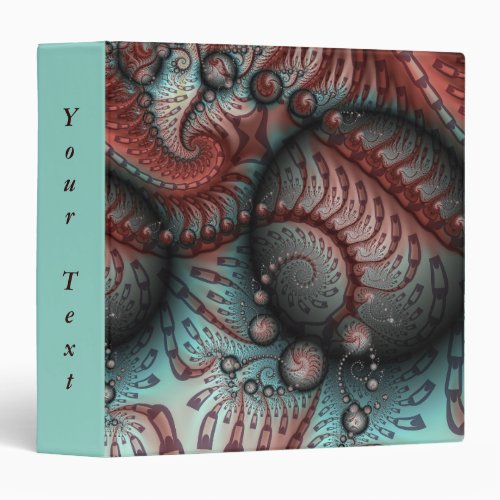 Abstract Vivid Fantasy Fractal Art Brown Blue Text 3 Ring Binder