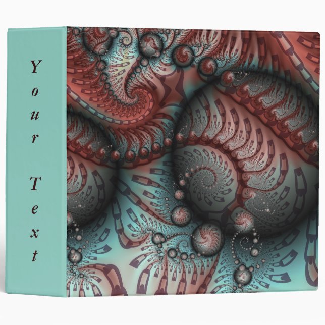 Abstract Vivid Fantasy Fractal Art Brown Blue Text 3 Ring Binder (Front/Spine)