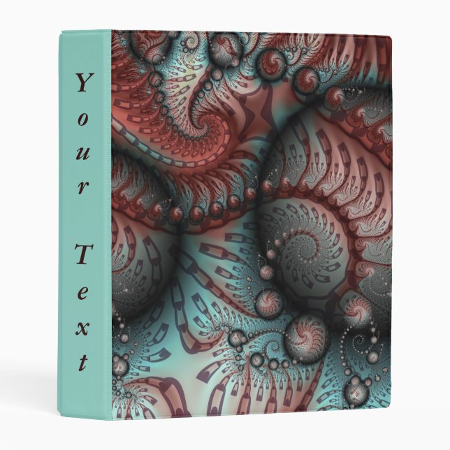 Abstract Vivid Fantasy Fractal Art Brown Blue Text Mini Binder (Front/Spine)
