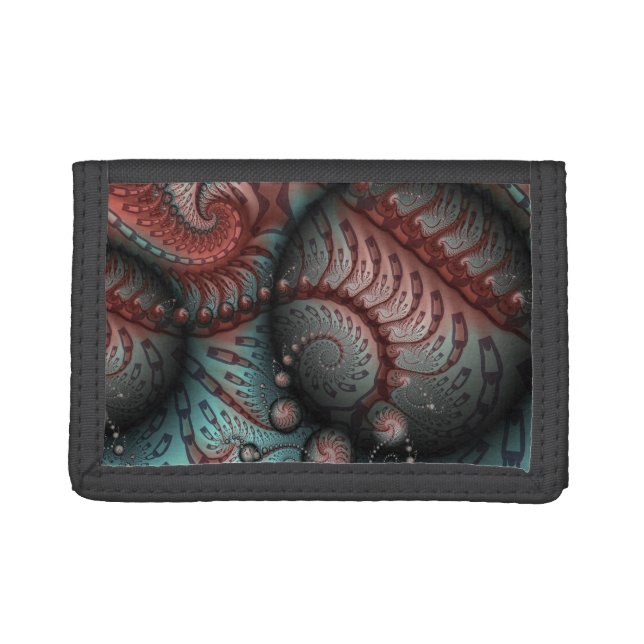 Abstract Vivid Fantasy Fractal Art Brown Blue Trifold Wallet (Front)