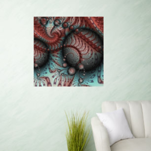 Abstract Vivid Fantasy Fractal Art Brown Blue Wall Decal