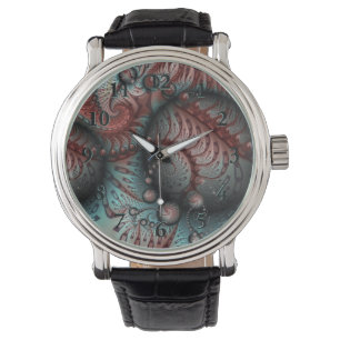 Abstract Vivid Fantasy Fractal Art Brown Blue Watch