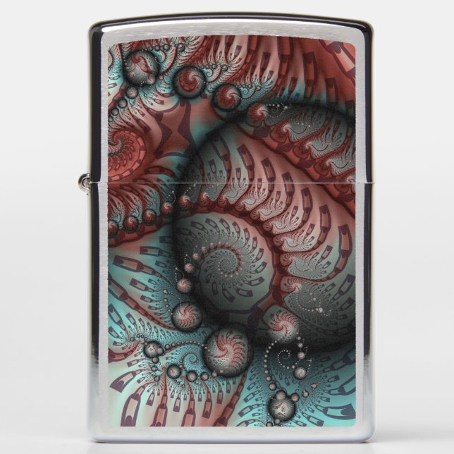 Abstract Vivid Fantasy Fractal Art Brown Blue Zippo Lighter (Front)
