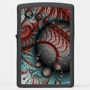 Abstract Vivid Fantasy Fractal Art Brown Blue Zippo Lighter