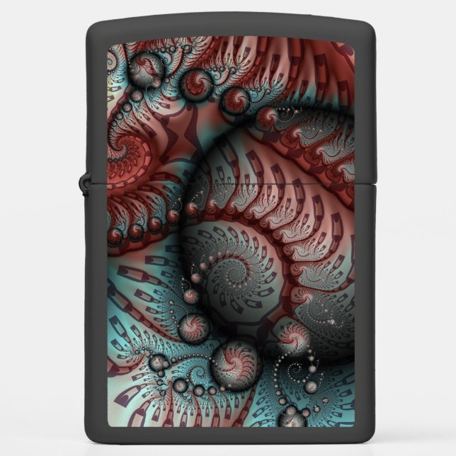Abstract Vivid Fantasy Fractal Art Brown Blue Zippo Lighter (Front)