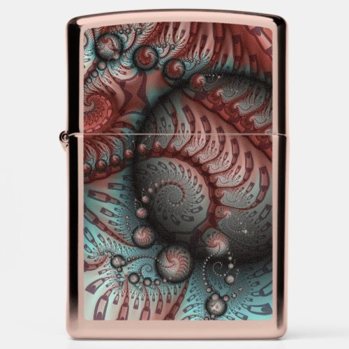 Abstract Vivid Fantasy Fractal Art Brown Blue Zippo Lighter