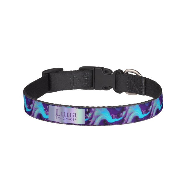 Abstract Vivid Opal Gem Pet Collar 2 - Add a name! (Front)