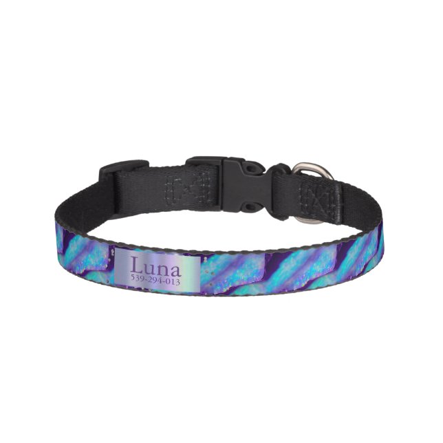 Abstract Vivid Opal Gem Pet Collar - Add a name! (Front)