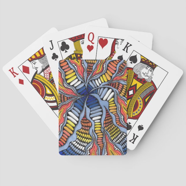 Abstract Vortex Blue & Fire Orange Playi Poker Cards (Back)