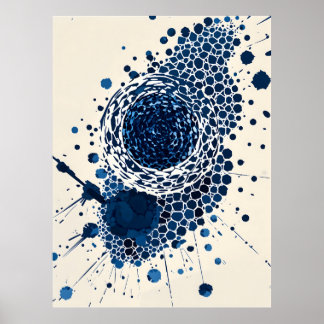 Abstract Vortex: Deep Blue, Textured, Modern Art Poster
