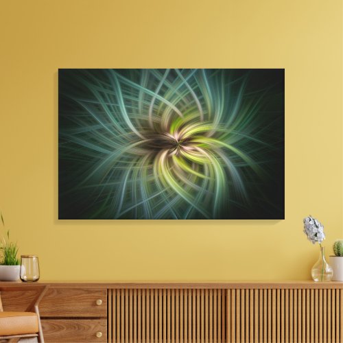 ABSTRACT VORTEX FLOWER ART – TEAL GREEN DIGITAL CANVAS PRINT