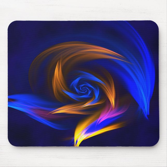 Abstract Vortex Shape Blue Orange Mouse Pad (Front)
