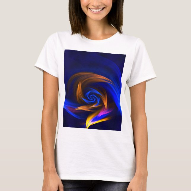 Abstract Vortex Shape Blue Orange T-Shirt (Front)