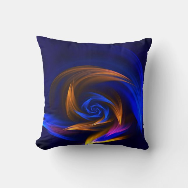 Abstract Vortex Shape Blue Orange Throw Pillow (Front)