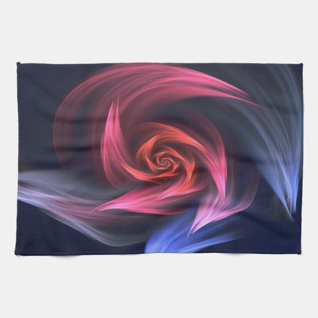 Abstract Vortex Shape Red And Blue Kitchen Towel (Horizontal)