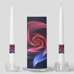 Abstract Vortex Shape Red And Blue Unity Candle Set