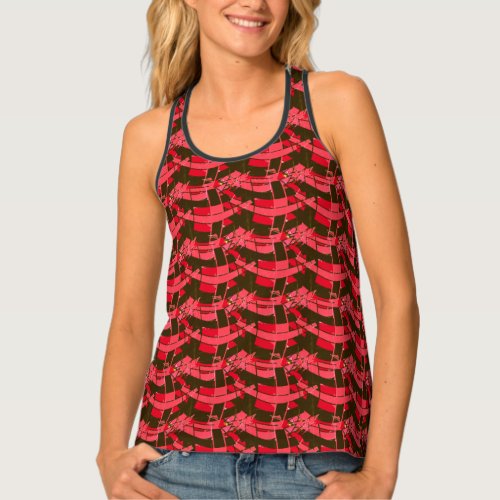 Abstract w Black Red Back Tank Top