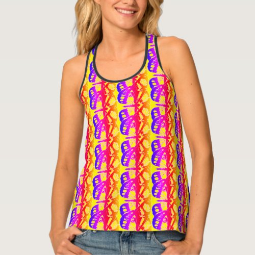 Abstract w Black Yellow Back Tank Top