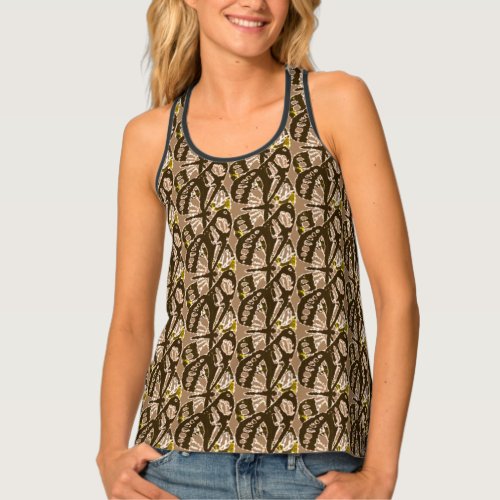 Abstract w Brown Back Tank Top