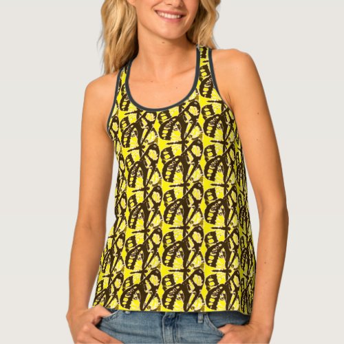 Abstract  W Yellow Back Tank Top