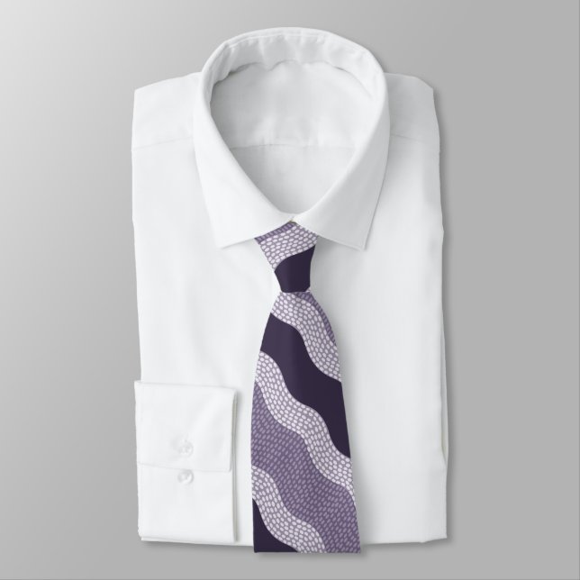 Abstract Wabi Sabi River, Eggplant Purple, Lilac Neck Tie (Tied)