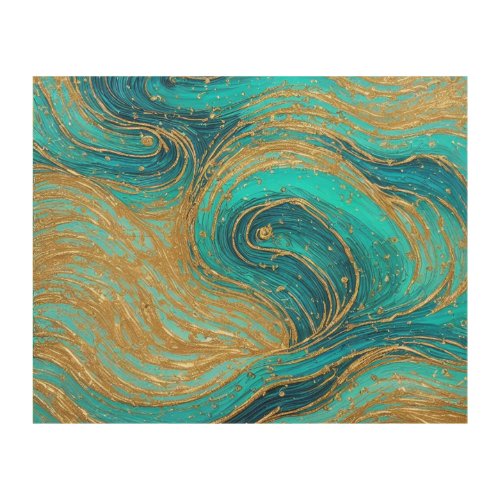 Abstract Wall Art Aqua Blues Black White Gold