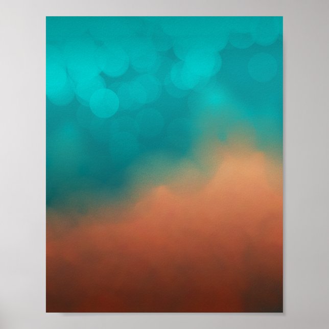 Abstract Wall Art Blue Teal Turquoise Color (Front)