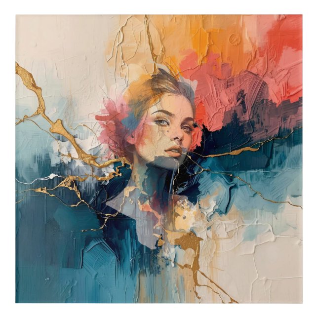 abstract wall art,modern art print,female portrait (Front)