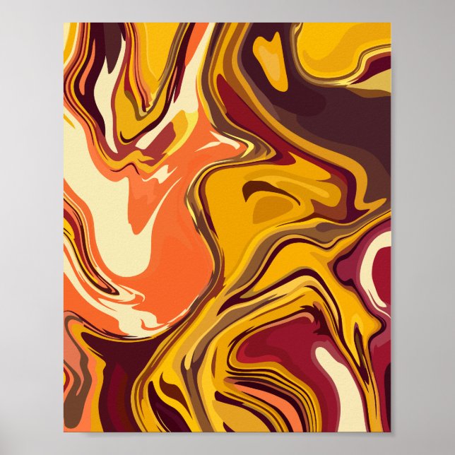 Abstract Warm Color Fluid Art Poster (Front)