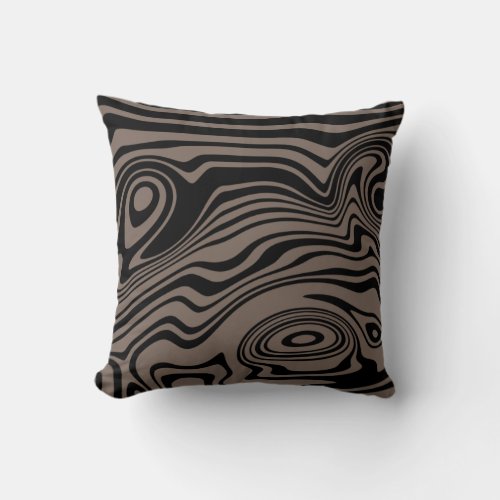 Abstract Warped Black  Brown Lines _ Customizable Throw Pillow