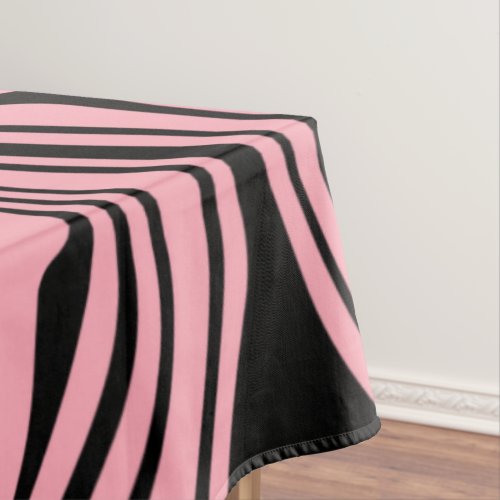 Abstract Warped Black  Pink Lines _ Customizable Tablecloth