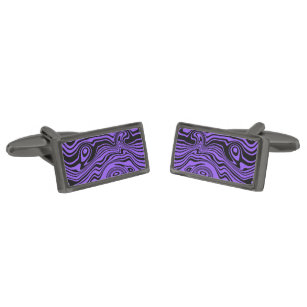 Abstract Warped Black & Purple Lines - Add Colors Cufflinks