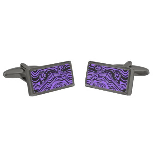 Abstract Warped Black  Purple Lines _ Add Colors Cufflinks