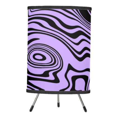Abstract Warped Black  Purple Lines _Customizable Tripod Lamp