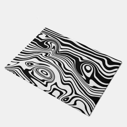 Abstract Warped Black White Doormat _ Customizable