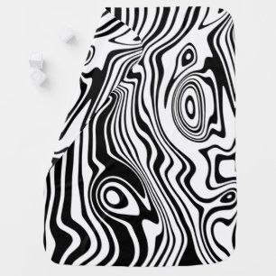 Abstract Warped Black & White Lines - Customizable Baby Blanket