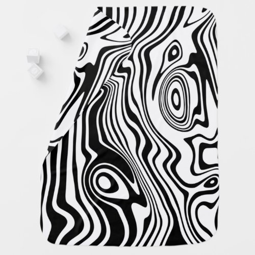 Abstract Warped Black  White Lines _ Customizable Baby Blanket