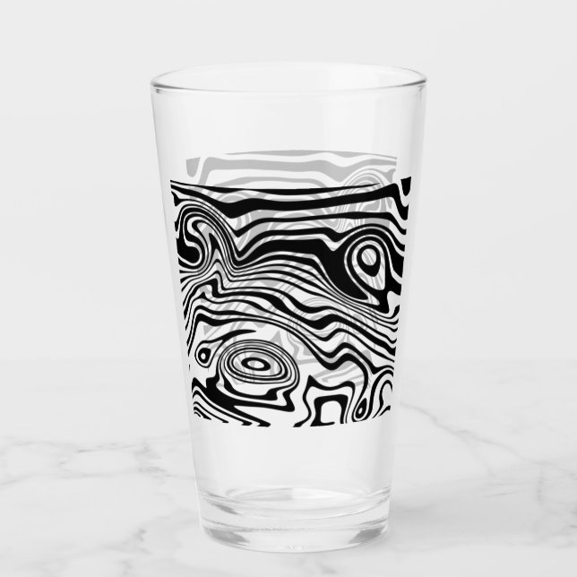 Abstract Warped Black & White Lines - Customizable Glass (Front)
