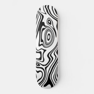 Abstract Warped Black & White Lines - Customizable Skateboard