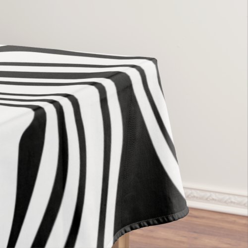 Abstract Warped Black  White Lines _ Customizable Tablecloth