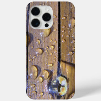 Abstract Water Beads Stained Wood Close-Up Photo iPhone 15 Pro Max Case