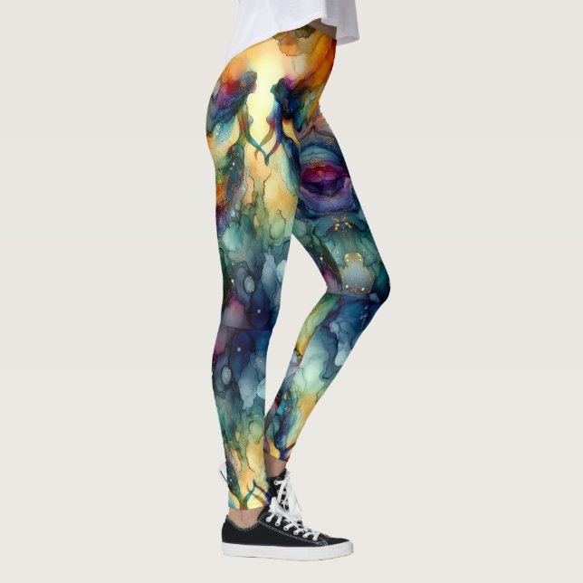 Abstract Water Color Mermaid Leggings (Right)