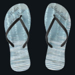 Abstract Water Mother of Bride Name Wedding Blue Flip Flops<br><div class="desc">These personalized, comfortable Mother of the Bride Flip Flops are a simple, elegant, and chic gift for members of the Bridal Party - Bride, Bridesmaid, Maid of Honor ... They will add to the festivities of your wedding day, bachelorette party, or other celebration. Great by the beach! Easy to customize...</div>