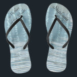 Abstract Water Mother of Bride Name Wedding Blue Flip Flops<br><div class="desc">These personalized, comfortable Mother of the Bride Flip Flops are a simple, elegant, and chic gift for members of the Bridal Party - Bride, Bridesmaid, Maid of Honor ... They will add to the festivities of your wedding day, bachelorette party, or other celebration. Great by the beach! Easy to customize...</div>