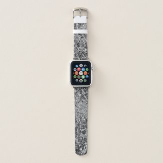 Abstract Water Ripples: Black & White Faux Marble Apple Watch Band
