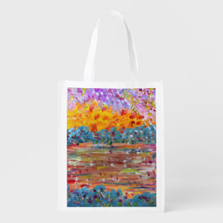 Abstract water scene grocery bag