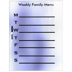 Abstract Water Weekly Family Dinner Menu Dry Erase Board