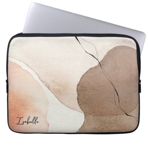 Abstract Watercolor Aesthetic Blush Pink  Beige Laptop Sleeve
