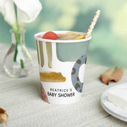 Abstract Watercolor Animal Paint Baby Shower Paper Cups