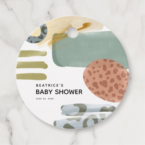 Abstract Watercolor Animal Print Paint Baby Shower Favor Tags